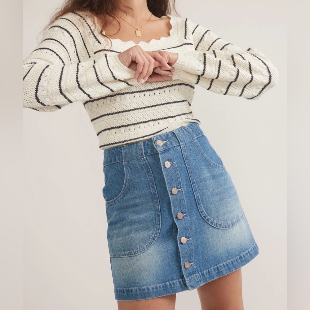 Marine Layer Emilia High Waisted Mini Skirt with Button Details Women's Size 0